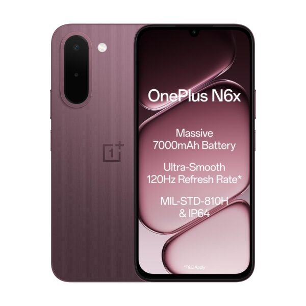 OnePlus N6x | 4GB+64GB | Burgundy Red | 7000mAh Battery | Power for Days | 36-Months Smoothness | Smooth 120Hz Display | Largest 5300mm2 Cooling System | Military-Grade Durability